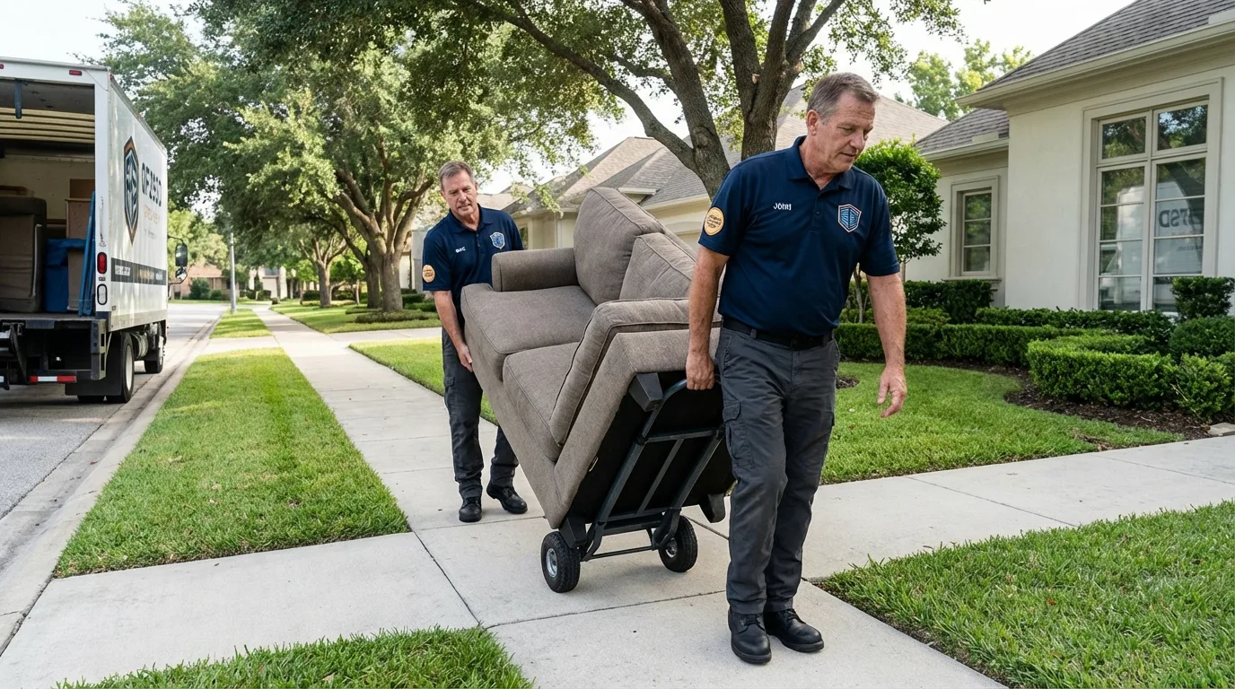 Local residential moving crew loading furniture in Rushville, IL